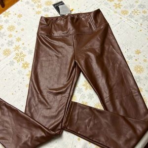 Size Medium Chestnut Faux Leather Leggings price cut!!!